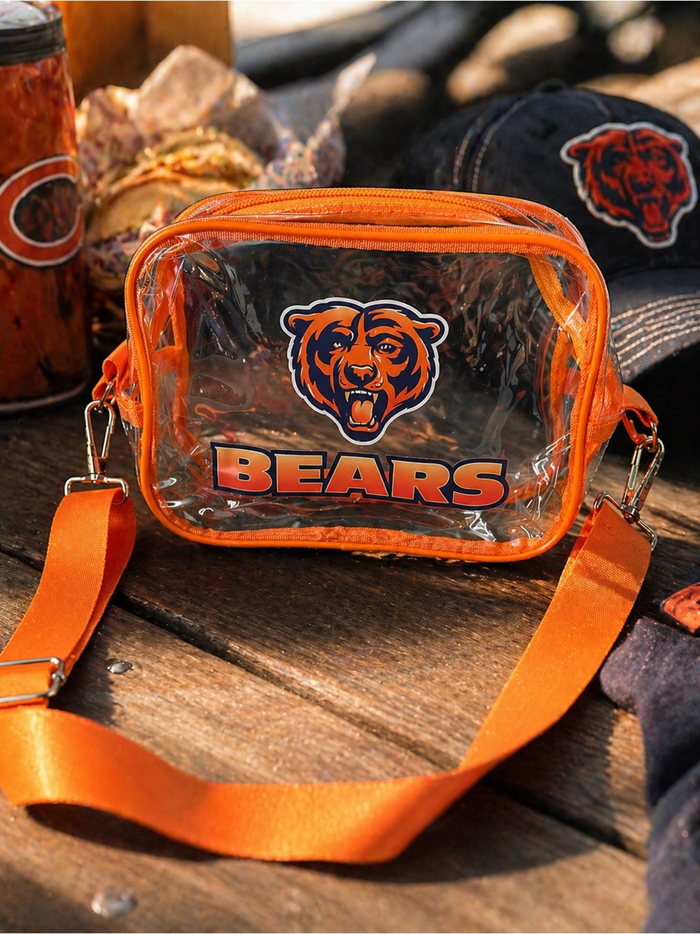 Chicago Bears Clear Crossbody Bag - Orange Trim